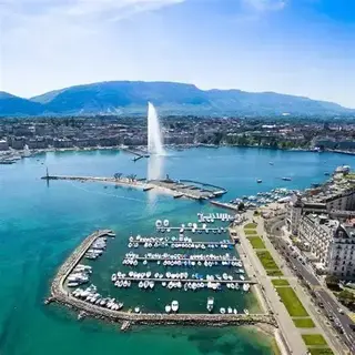 Aerial view of Geneva and Lake Geneva, location of a MEOGROUP event on procurement transformation